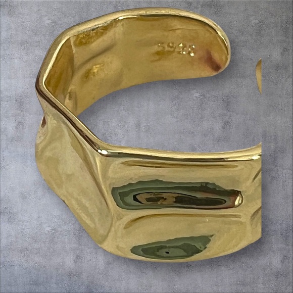 Gold over silver thumb ring, adjustable size stamped .925 - Picture 4 of 6